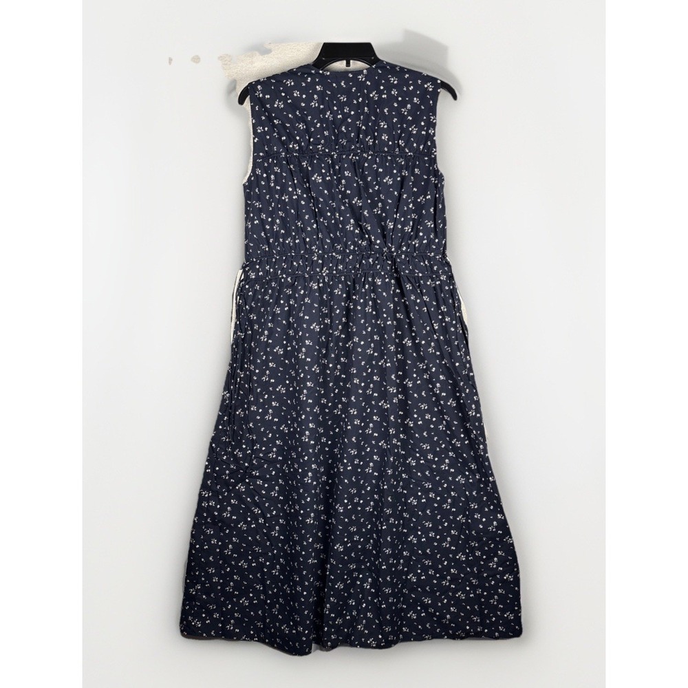 Uniqlo WomensSleeveless Floral Summer Dress Long Size XS Navy Blue White Flower - Picture 3 of 10